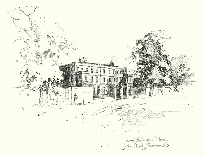 Samuel Richardsons hus, North End, Hammersmith (litho) av Herbert (after) Railton