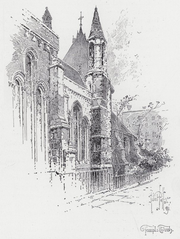 Temple Chruch (gravering) av Herbert (after) Railton