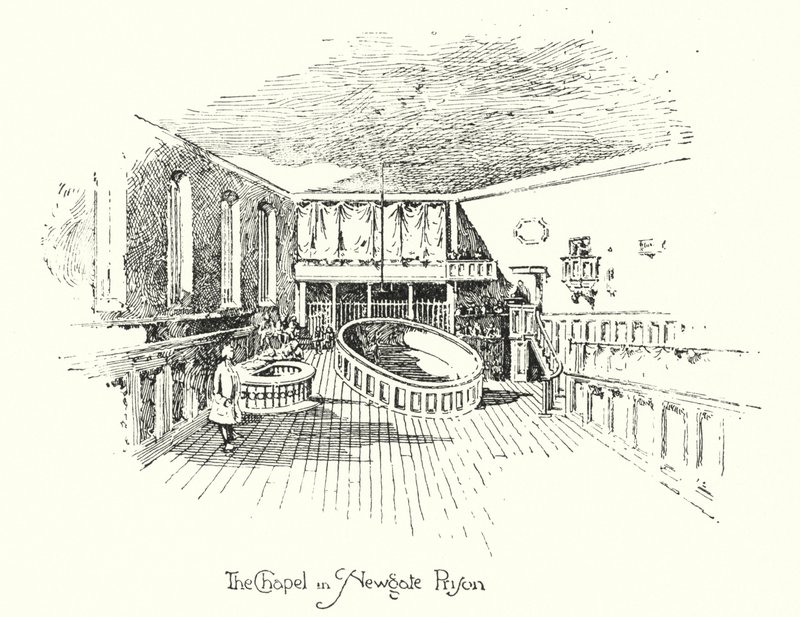 The Chapel, Newgate Prison, London (litho) av Herbert (after) Railton