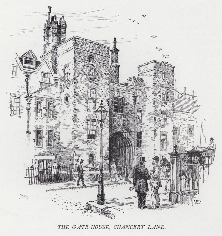The Gate-House, Chancery Lane (gravering) av Herbert (after) Railton