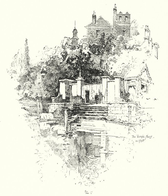 The Temple Stairs, London, i 1790 (litho) av Herbert (after) Railton