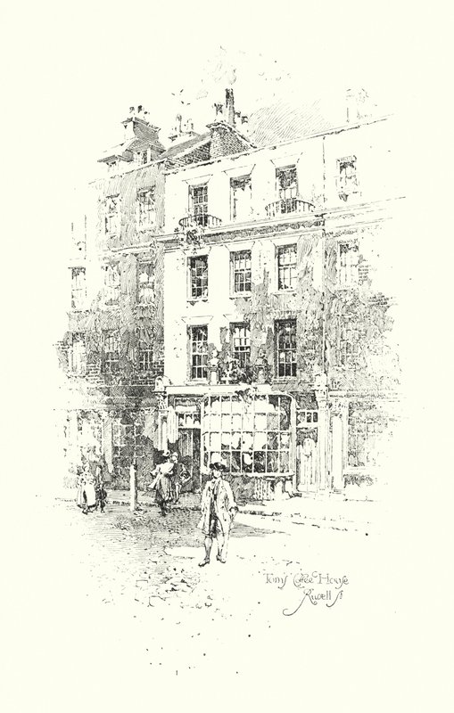 Tom's Coffee House, Russell Street, London (litho) av Herbert (after) Railton