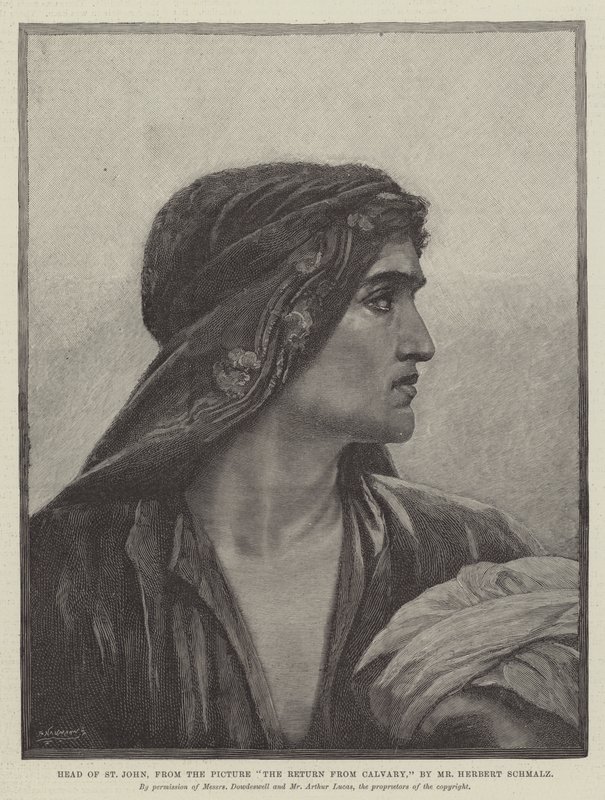 Head of St John, fra bildet The Return from Cavalry av Herbert Gustave Schmalz