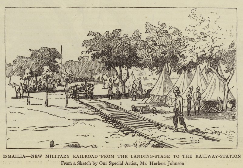 Ismailia, New Military Railroad fra landingsstadiet til jernbanestasjonen av Herbert Johnson