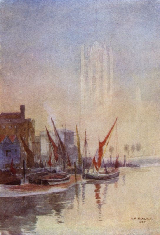 Autumn Morning, Millbank (farge litho) av Herbert Menzies (after) Marshall