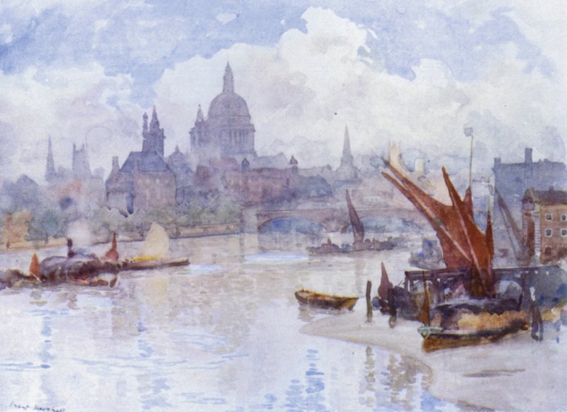Blackfriars Reach (farge litho) av Herbert Menzies (after) Marshall
