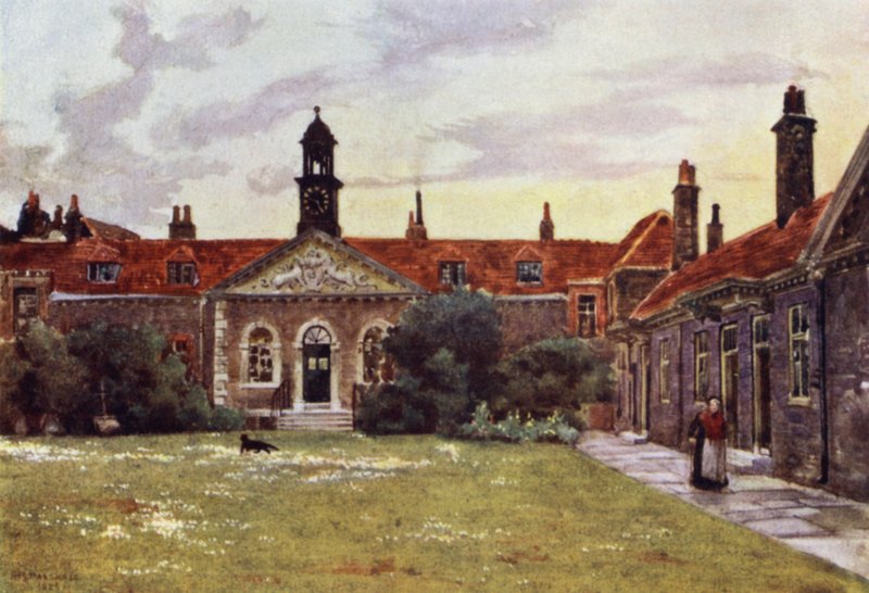 Emmanuel Hospital, Westminster (farge litho) av Herbert Menzies (after) Marshall