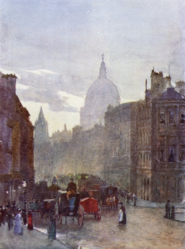 Fra Cannon Street Station (farge litho) av Herbert Menzies (after) Marshall