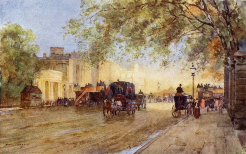 Hyde Park Corner (farge litho) av Herbert Menzies (after) Marshall