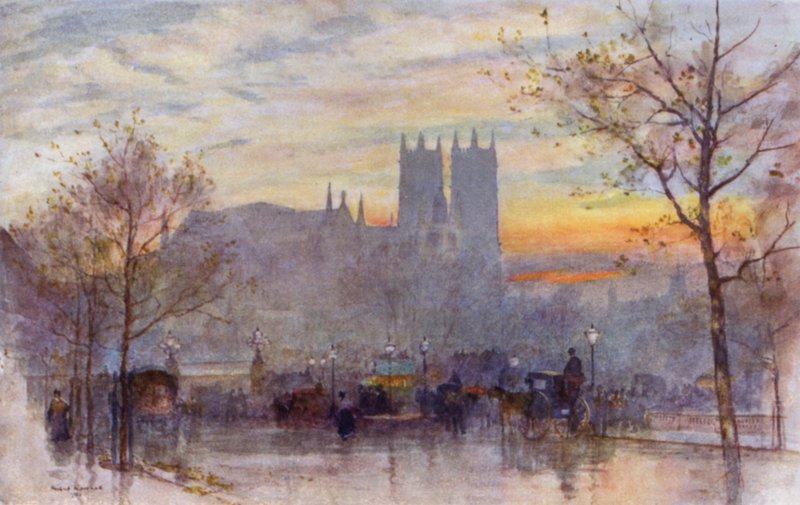 Lys etter regn (farge litho) av Herbert Menzies (after) Marshall