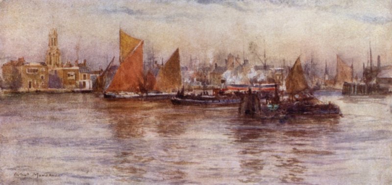 Limehouse Reach (farge litho) av Herbert Menzies (after) Marshall