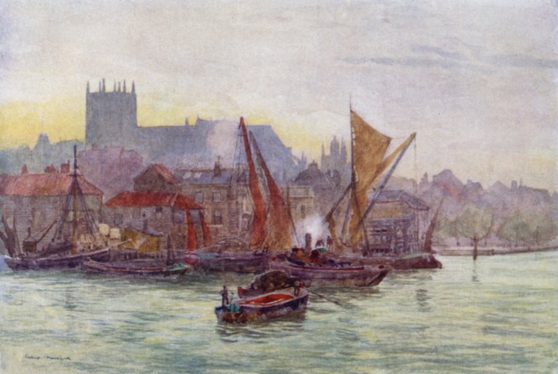 Millbank, Westminster (farge litho) av Herbert Menzies (after) Marshall