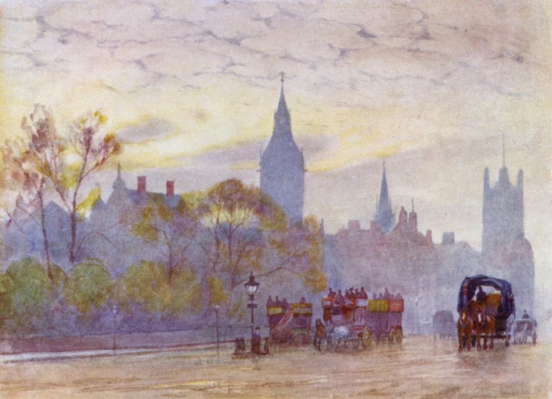 Morgen i Whitehall (farge litho) av Herbert Menzies (after) Marshall