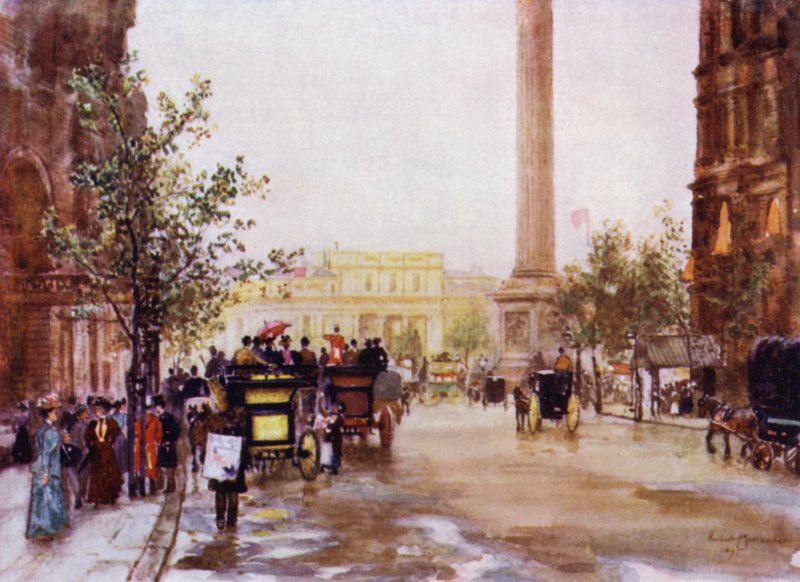 Northumberland Avenue (farge litho) av Herbert Menzies (after) Marshall