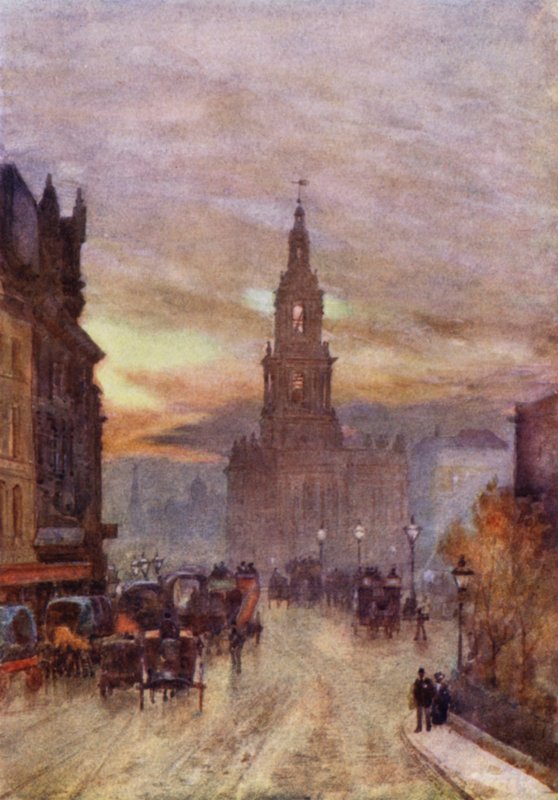 St Mary-le-Strand (farge litho) av Herbert Menzies (after) Marshall