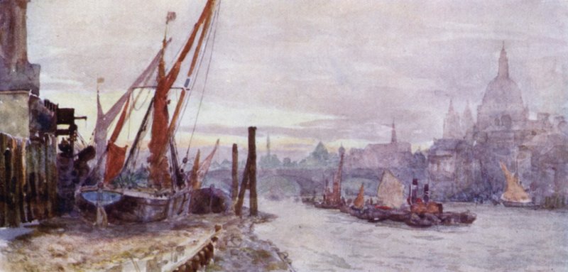 Forstranden ved Southwark (farge litho) av Herbert Menzies (after) Marshall