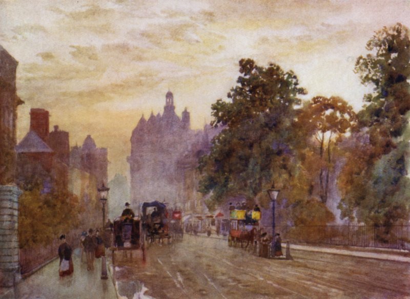 Vestover fra Hyde Park Corner (farge litho) av Herbert Menzies (after) Marshall