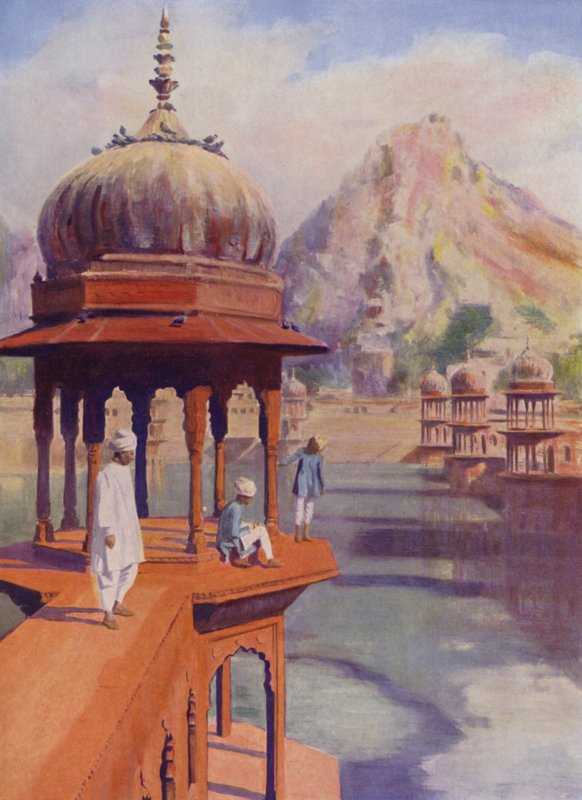 Sacred Tank, Alwar, Rajasthan, India (farget bilde) av Herbert Ponting