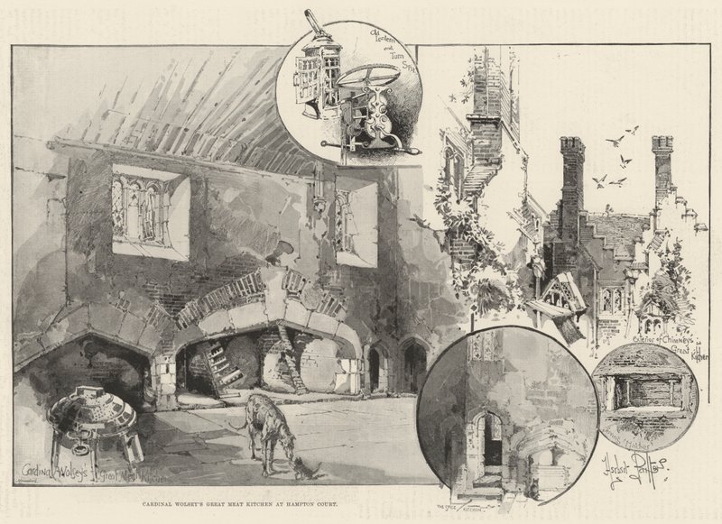 Kardinal Wolseys store kjøttkjøkken på Hampton Court av Herbert Railton