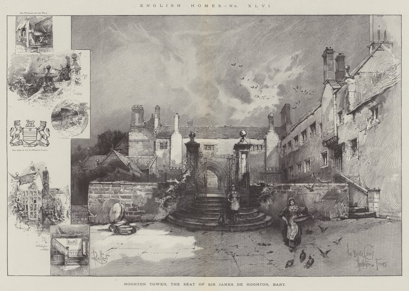 Hoghton Tower, setet til Sir James de Hoghton, Baronet av Herbert Railton