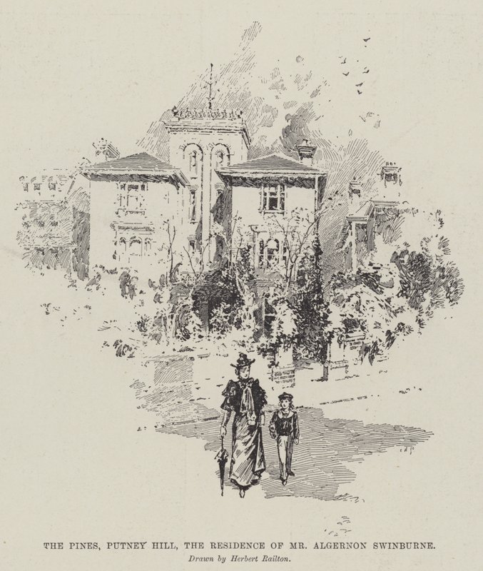 The Pines, Putney Hill, boligen til Mr Algernon Swinburne av Herbert Railton