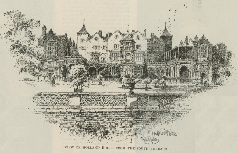 Utsikt over Holland House fra sørterrassen av Herbert Railton