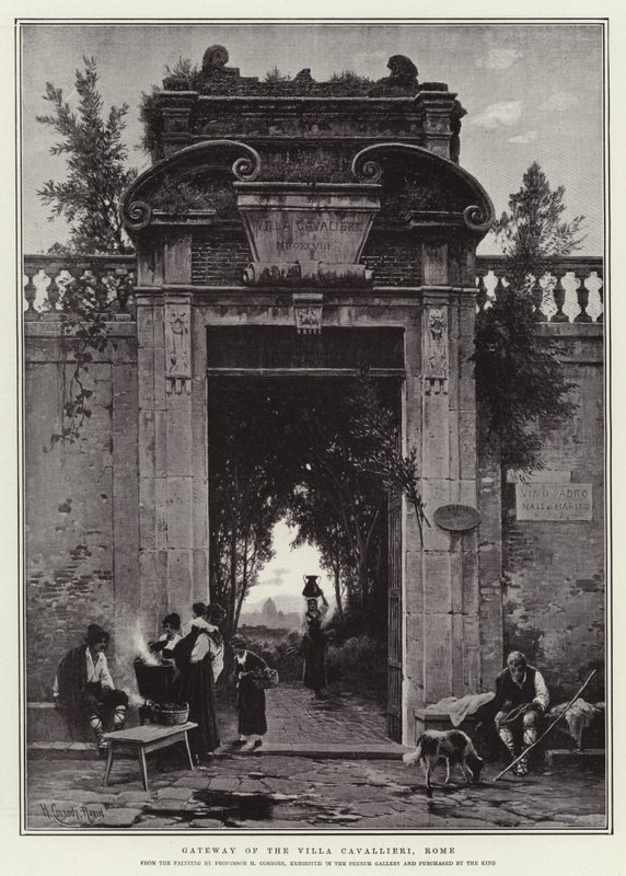 Inngangsporten til Villa Cavallieri, Roma av Hermann David Salomon Corrodi