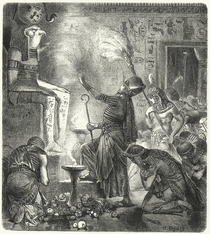 En ung egyptisk farao i et tempel av Hermann Vogel
