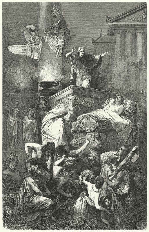 Augustus holdt tale ved begravelsen til nevøen Marcellus, 23 f.Kr av Hermann Vogel