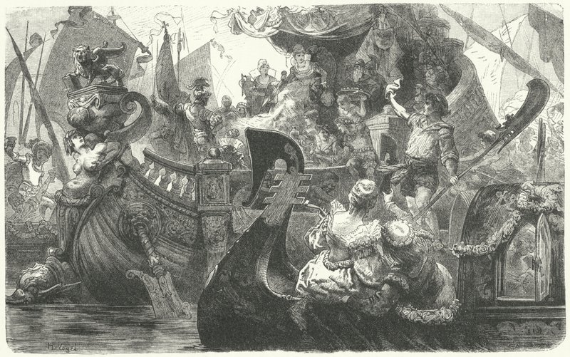 Catherine Cornaro seilte fra Venezia for å bli dronning av Kypros, 1472 av Hermann Vogel