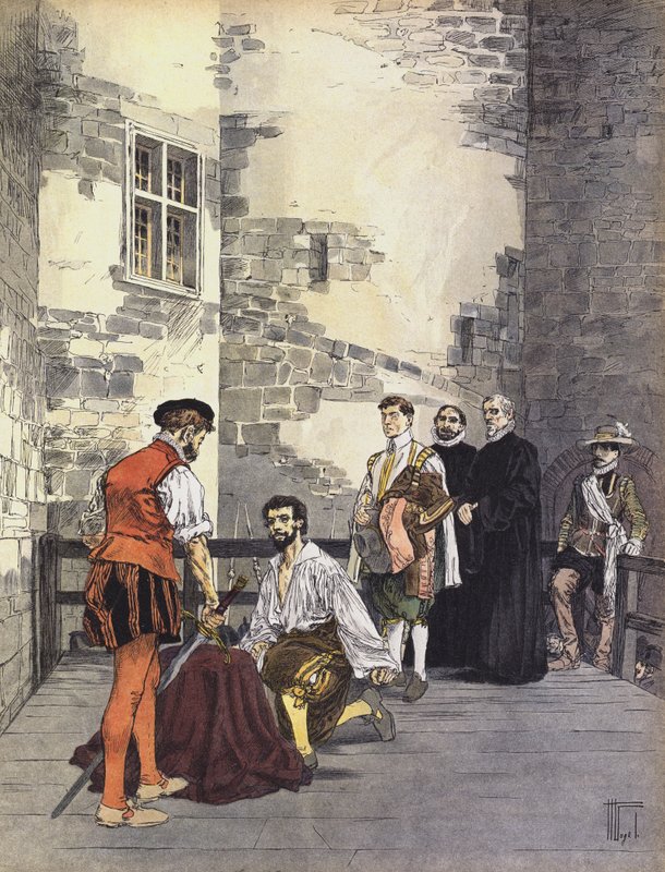 Henrettelse av Charles de Gontaut, hertugen av Biron, for forræderi, ved Bastillen, Paris, 1602 av Hermann Vogel