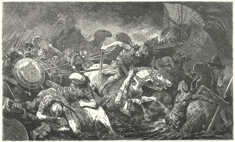Persernes flukt etter slaget ved Marathon, 490 f.Kr av Hermann Vogel