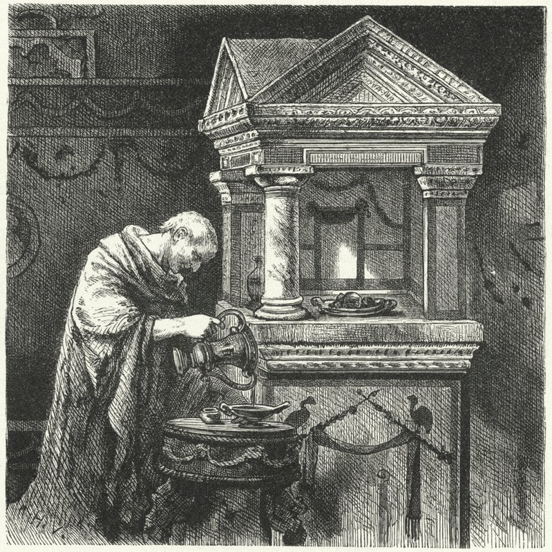 Gir ofringer i et tempel i det gamle Roma av Hermann Vogel