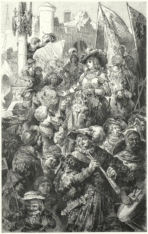 Prosesjon av Landsknechts på vei til krig, 1500-tallet av Hermann Vogel