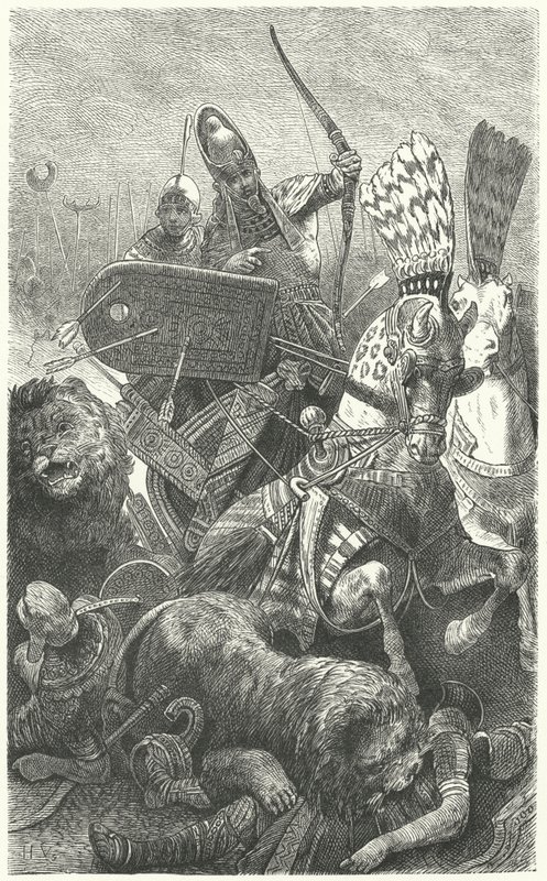 Ramses den store i slaget ved Kadesj, 1274 f.Kr av Hermann Vogel