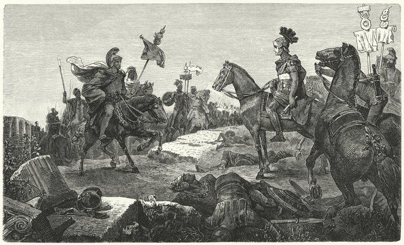 Møtet mellom Scipio Africanus og Hannibal før slaget ved Zama, 202 f.Kr av Hermann Vogel