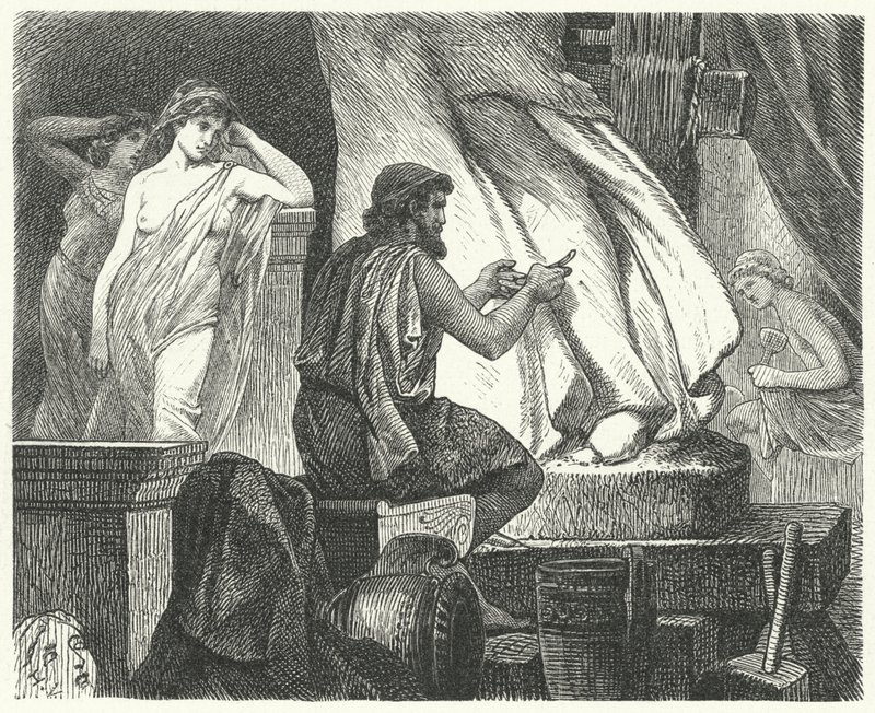 Studioet til den athenske billedhuggeren Praxiteles av Hermann Vogel