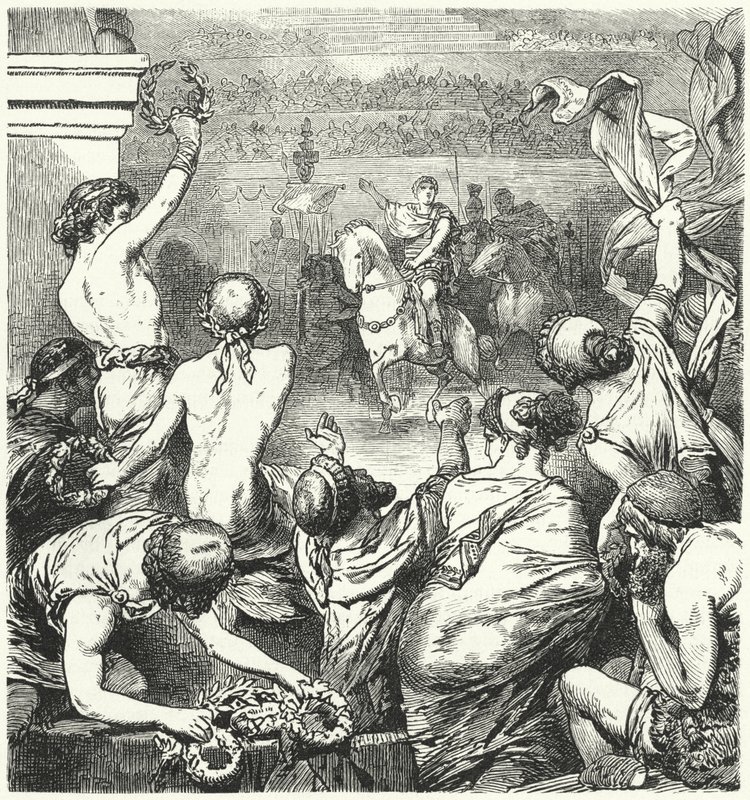 Titus Quinctius Flaminius forkynner de greske statenes frihet, 196 f.Kr. av Hermann Vogel