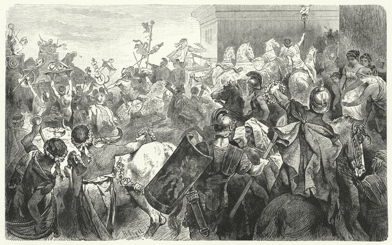 Triumf av Scipio Aemilianus etter ødeleggelsen av Kartago i den tredje puniske krigen, 146 f.Kr. av Hermann Vogel