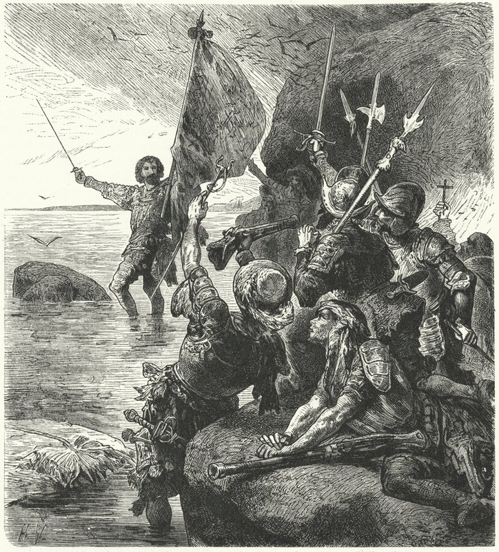 Vasco Nunez de Balboa gjør krav på Stillehavet for Spania, 1513 av Hermann Vogel
