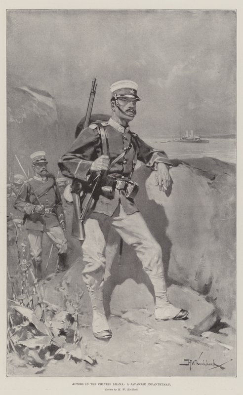 Skuespillere i det kinesiske dramaet, en japansk infanterist av Hermanus Willem Koekkoek