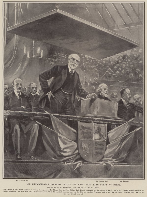 Chamberlains ærligste kritiker: Høyre æren John Burns i Derby (litho) av Hermanus Willem (after) Koekkoek