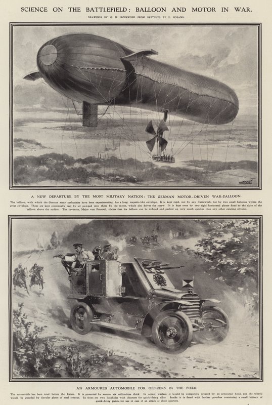 Vitenskap på slagmarken: ballong og motor i krig (litho) av Hermanus Willem (after) Koekkoek