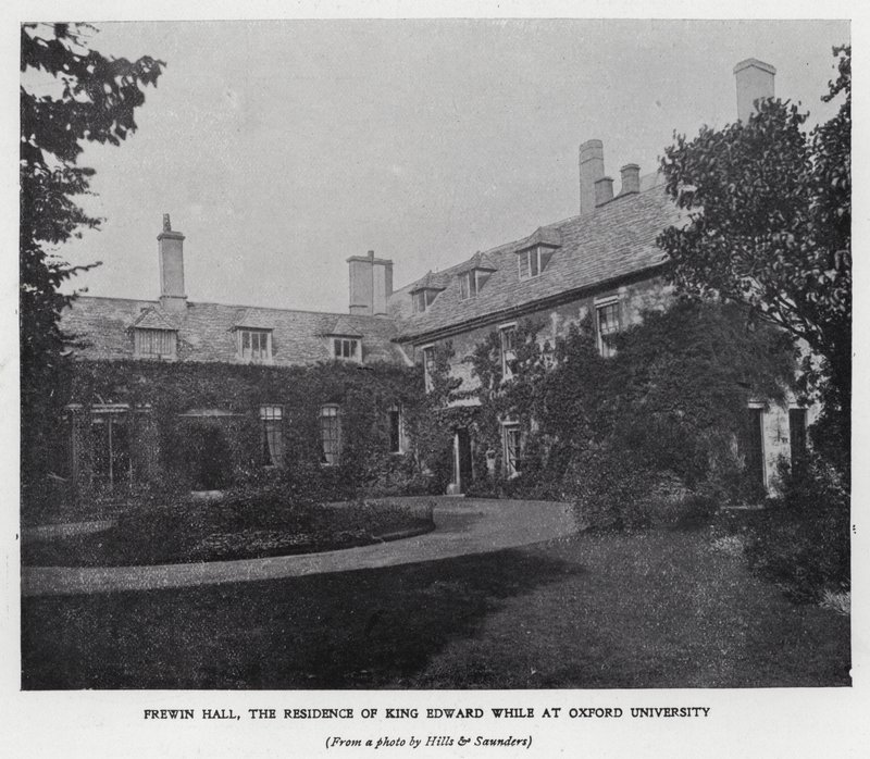 Frewin Hall, residensen til kong Edward VII mens han studerte ved Oxford University (s/hv-bilde) av Hills and Saunders