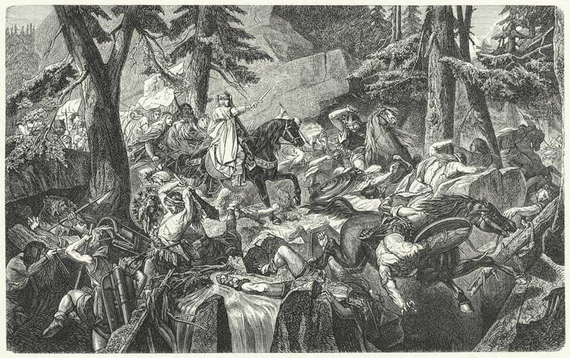 Karl den Store krysser Alpene, 773 (gravering) av Hippolyte Delaroche