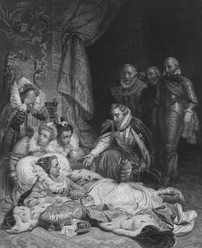 Dronning Elizabeths død (gravering) av Hippolyte Delaroche