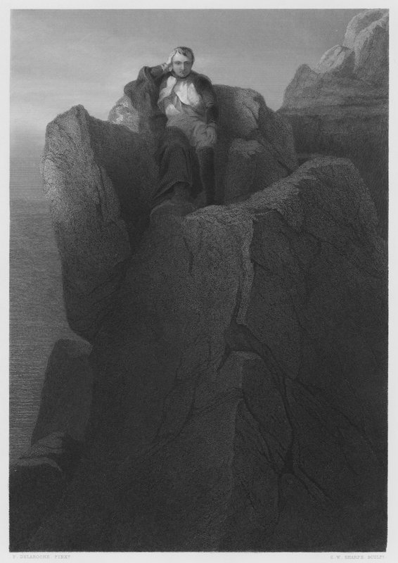 The Rock at St Helena, fra bildet i Royal Collection (gravering) av Hippolyte Delaroche