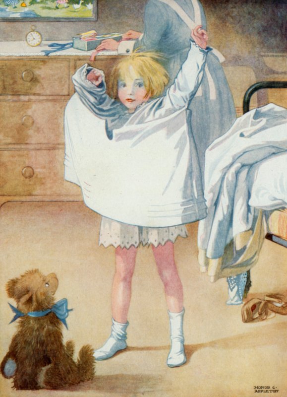 Illustrasjon for Josephines bursdag (farge litho) av Honor Charlotte Appleton