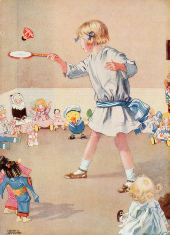 Illustrasjon for Josephines bursdag (farge litho) av Honor Charlotte Appleton