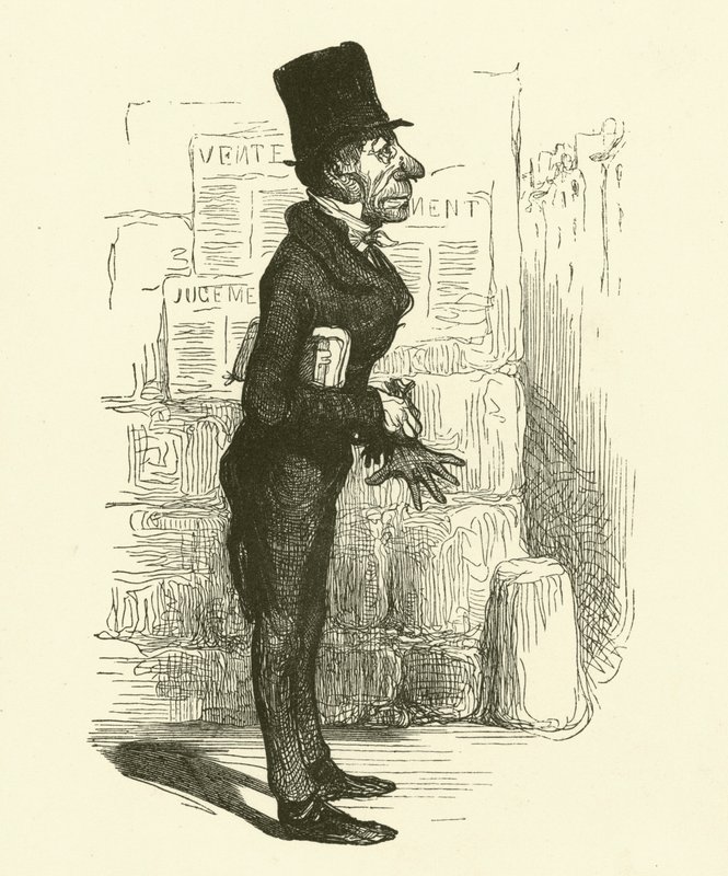 The Petty Lawyer (gravering) av Honore (after) Daumier